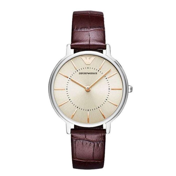 Emporio Armani Dress Quartz Silver Dial Brown Leather Strap Watch For Women - AR11063 - Image 6